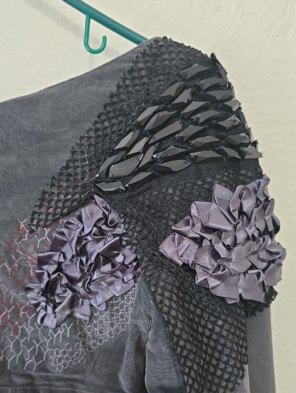 Game Of Thrones Hand Crafted, Embellished Dark Slate Gothic Dress with Cape S - Picture 5 of 11